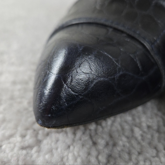 YSL Twee Yves Saint Laurent Black Closed Toe Heels Wood Heel Size 40 188 429 - Picture 2 of 11